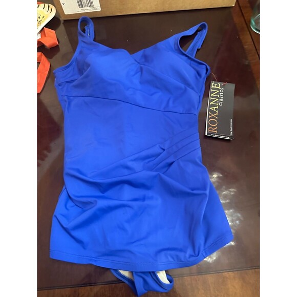 Roxanne Bra Sized Blue Pleated Sheath One Piece Swimsuit Women's Size 14/38C - Picture 1 of 5
